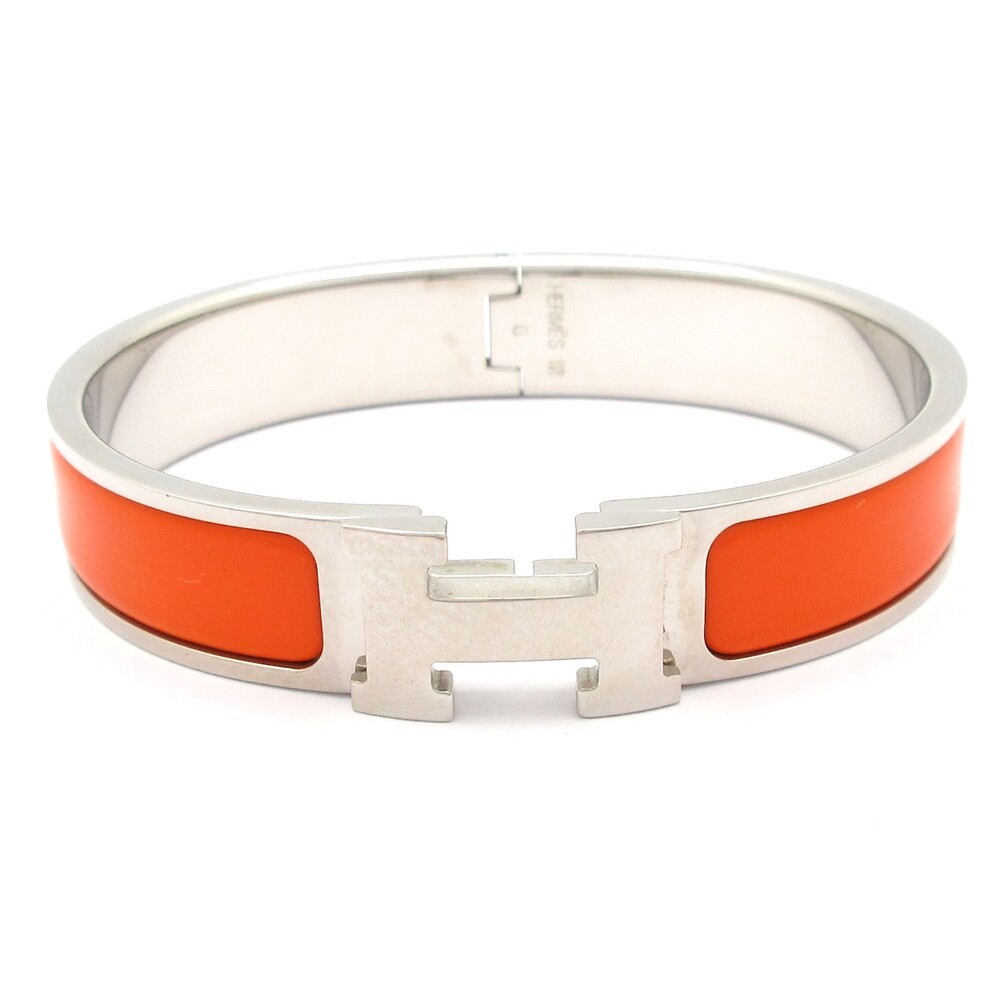 Hermès Click-Clack Ash Bangle Orange Silver